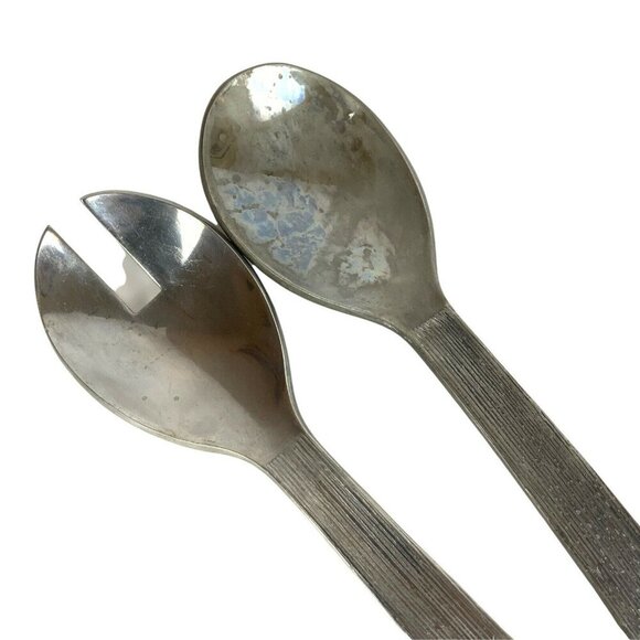 Vera Wang Wedgwood Vesta 2-Piece Salad Serving Set Holloware Stainless Steel - Picture 2 of 5